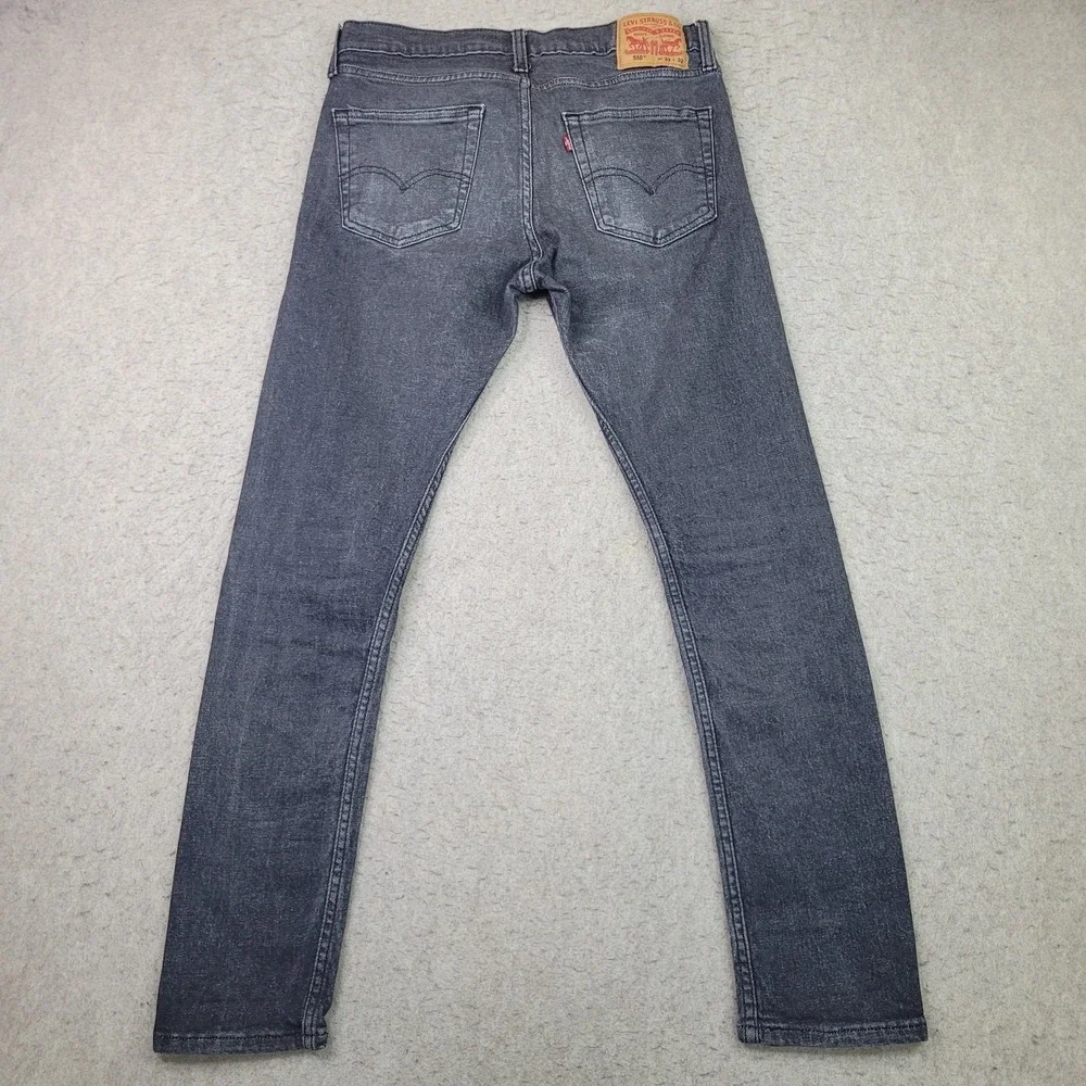 Levi's 510 SKINNY Jeans Men's 33X32 Black Faded‎ Stretch Denim Low in Waist